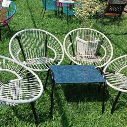 SILLON DE JARDIN CABLE ACAPULCO 4 PATAS REDONDO (3140) +(3102)