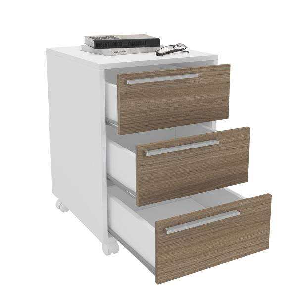 CAJONERA POLITORNO MIA 3 CAJONES BLANCO / CASTAÑO (7539) - Imagen 3