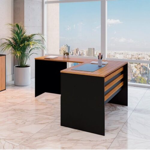 ESCRITORIO ANGULAR 137X161 START PERFECT/LADO DERECHO NOGAL | NEGRO