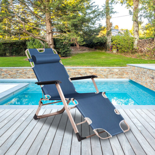 Reposera Plegable y Reclinable Azul