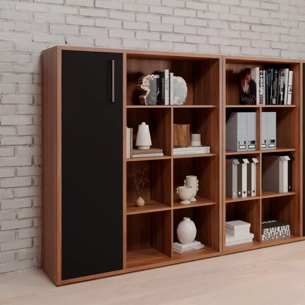 ARMARIO ALTO 120 PREMIUM K  PUERTA CON NICHO IZQUIERDO GIOBEL NOCE | NEGRO - Imagen 2