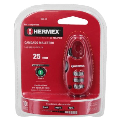 CANDADO MALETERO DE COMBINACIÓN  BLISTER , HERMEX