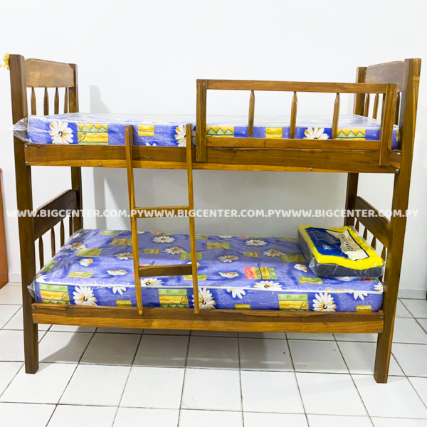 CAMA 2 PISOS DE MADERA 100 X 190 LAPACHO (2459) (NAR) SIN COLCHON