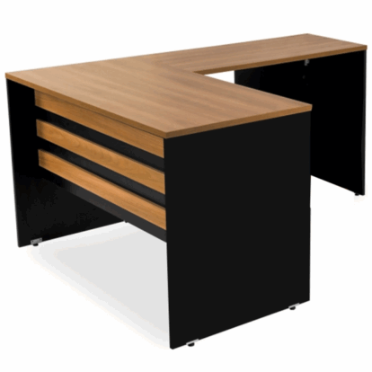 ESCRITORIO ANGULAR 137X161 START PERFECT/LADO DERECHO NOGAL | NEGRO (3280NG)