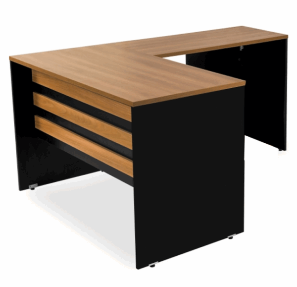 ESCRITORIO ANGULAR 137X161 START PERFECT/LADO DERECHO NOGAL | NEGRO (3280NG)