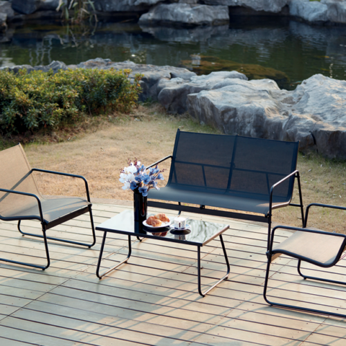 JUEGO DE JARDIN NEGRO GOLEADER 4 PIEZAS CON MESITA GL-72856