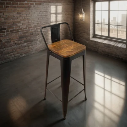 BUTACA TOLIX ALTA CON RESPALDO ASIENTO DE MADERA