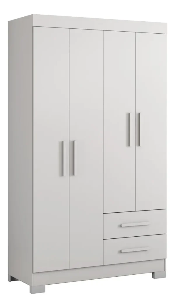 ROPERO MODERNO 4 PUERTAS 2 CAJONES NT5005 BLANCO - Imagen 2