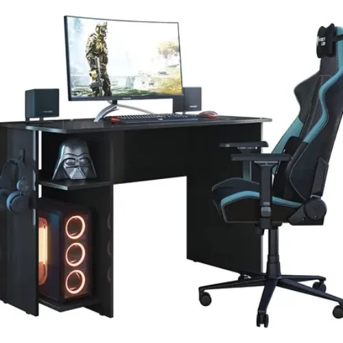 MESA ESCRITORIO GAMER  QMV NEGRO (3875)