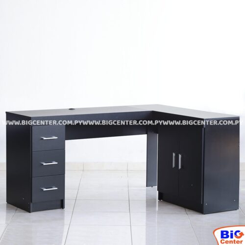 ESCRITORIO ANGULAR OFFICE ESPAÑA 3 CAJONES (NEGRO) 1176N – GLOBO