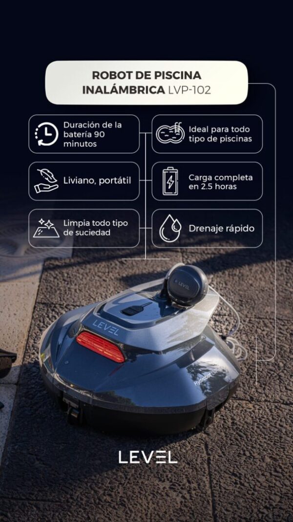 ASPIRADORA ROBOT PARA PISCINA HYDROBOT LEVEL (LVP102) - Imagen 2