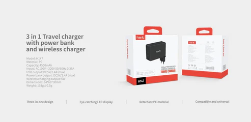 CARGADOR MULTIFUNCION DE VIAJE 3 EN 1 HAVIT (H147) - Imagen 2