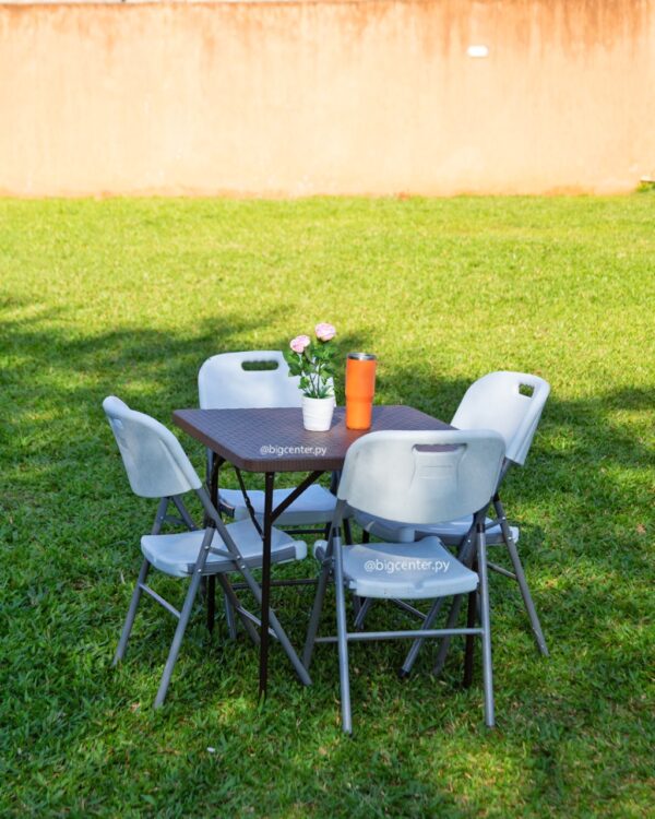 MESA PLEGABLE CUADRADO RATAN+ 4 SILLAS - Imagen 2