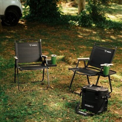 SILLA PLEGABLE CAMPING HYDRATE CON PORTA VASO NEGRO (7465)