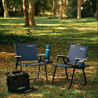 SILLA PLEGABLE CAMPING HYDRATE CON PORTA VASO AZUL (7465)
