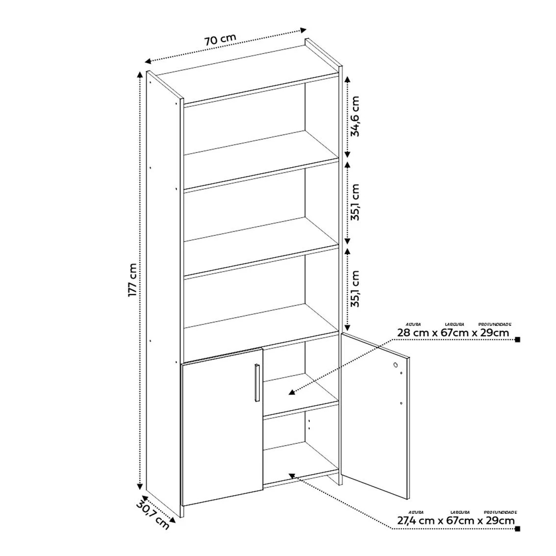 ARMARIO SEMI ABIERTO OFFICE NOGAL ABBA (3851) - Imagen 3