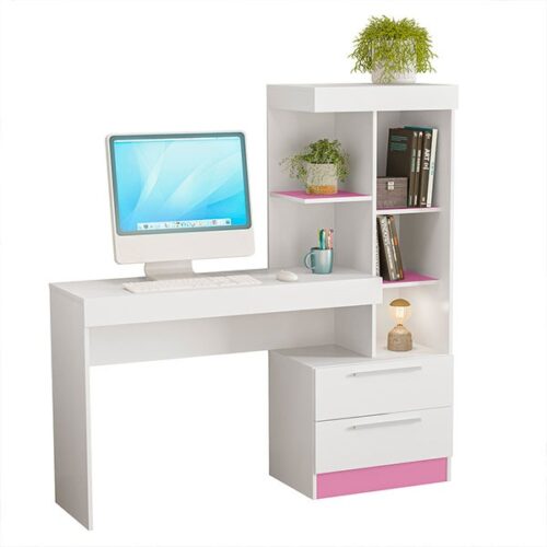 ESCRITORIO OFFICE C/ COMODA ABBA BLANCO  C/ ROSA FLEX  (NT2010B)