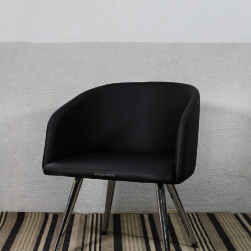 SOFA POLTRONA FIJA CON PATAS CROMADAS ECOCUERO