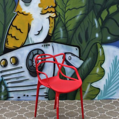 SILLA FIJA DE PLASTICO ARYANA NUGAR ROJO (C486)