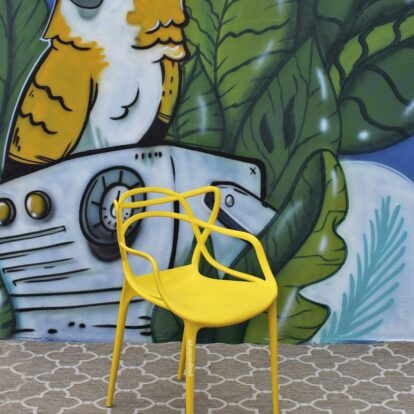 SILLA FIJA DE PLASTICO ARYANA NUGAR AMARILLO (C486)