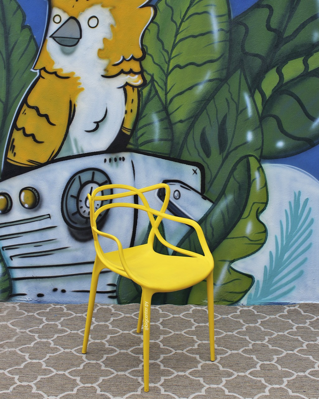 SILLA FIJA DE PLASTICO ARYANA NUGAR AMARILLO (C486)