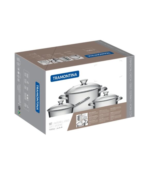 KIT DE OLLAS TRAMONTINA ACERO INOX 3 PIEZAS ALLEGRA (694) - Imagen 2