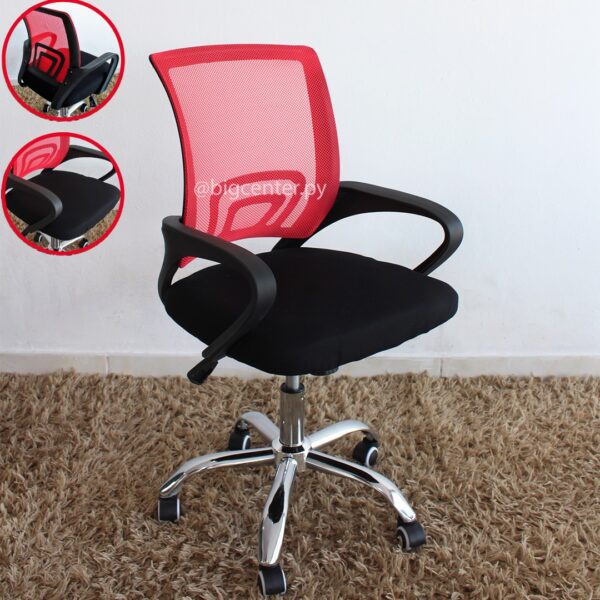 SILLA GIRATORIA TELA MESH 80 KG (61RED) ROJO - Imagen 2