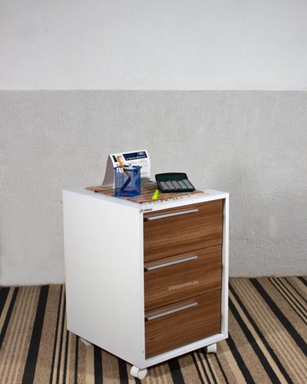 CAJONERA POLITORNO MIA 3 CAJONES BLANCO / CASTAÑO (7539) - Imagen 5