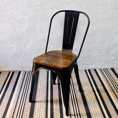 SILLA FIJA TOLIX ASIENTO DE MADERA NEGRO