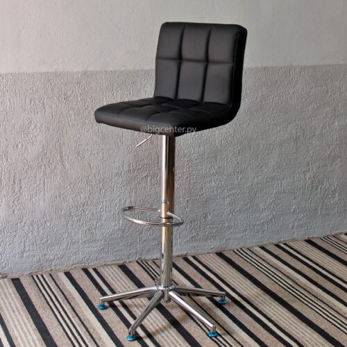 BUTACA TABURETE PATAS CROMADA NEGRO (7214)