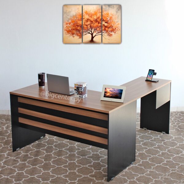 ESCRITORIO ANGULAR 137X161 START PERFECT/LADO DERECHO NOGAL | NEGRO (3280NG) - Imagen 2