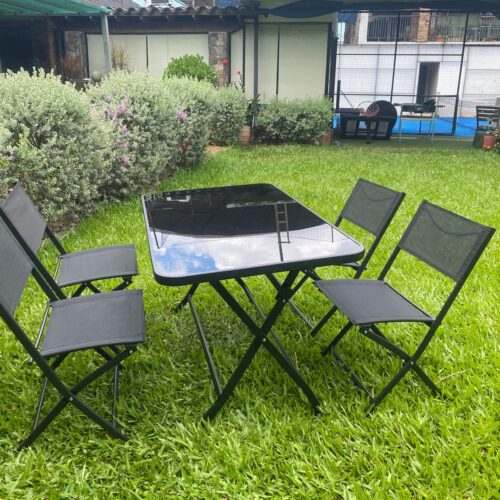 JUEGO DE JARDIN NEGRO GOLEADER 4 SILLAS