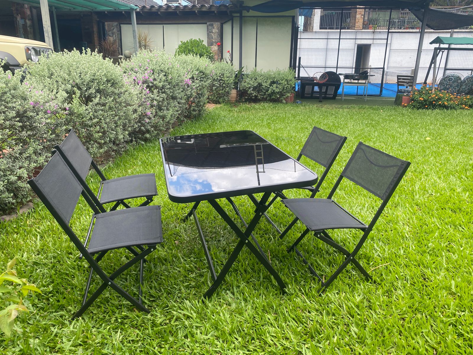 JUEGO DE JARDIN NEGRO GOLEADER 4 SILLAS