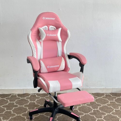 SILLA GAMER CONSUMER PRO ROSA Y BLANCO