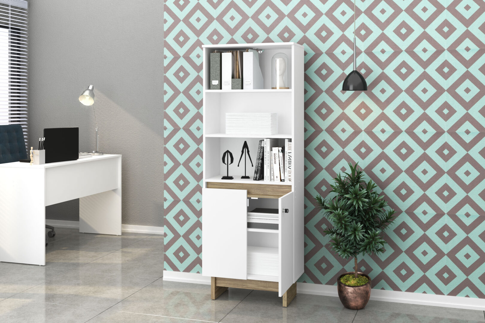 COMBO ESCRITORIO SPIRIT+ ARMARIO SEMI ABIERTO+ SILLA EAMES - Imagen 3