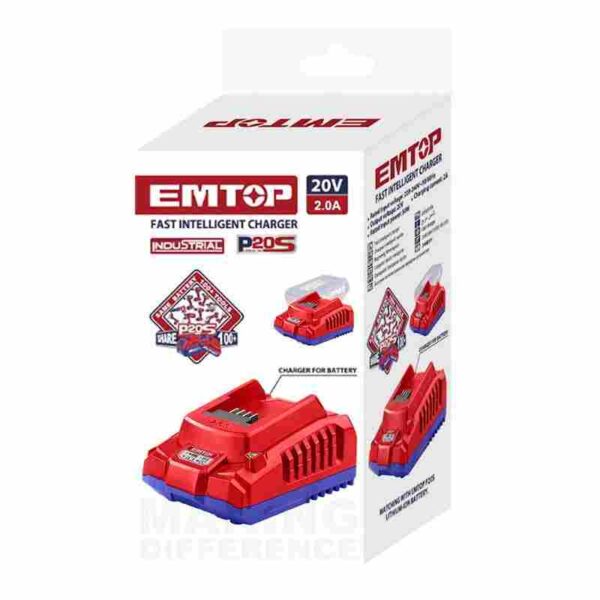KIT CARGADOR 20V 2AH+1BAT. EMTOP - Imagen 2