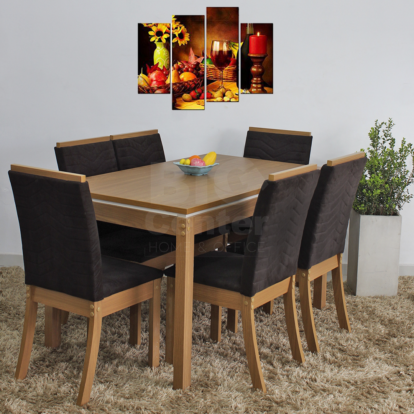JUEGO COMEDOR ISA 6 SILLAS HENN MARRON (5945)