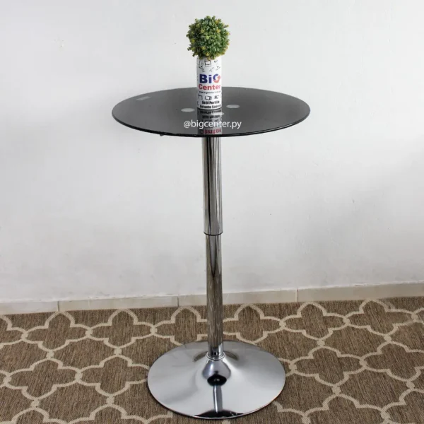 MESA ALTA DE VIDRIO PATAS CROMADA (3787) IMP