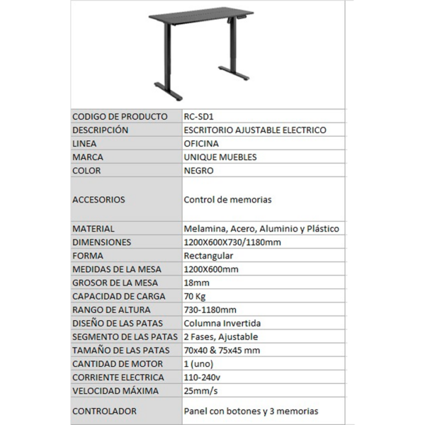 ESCRITORIO CON ELEVACION NEGRO (RCSD1) (RC) - Imagen 6